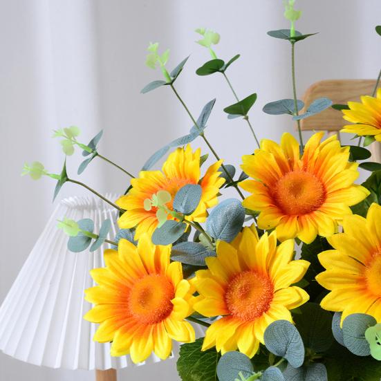 19 Inch Artificial Sunflower Long Stem Fake Large Sunflowers Decoration for Indoor Outdoor Home Wedding Baby Shower Birthday