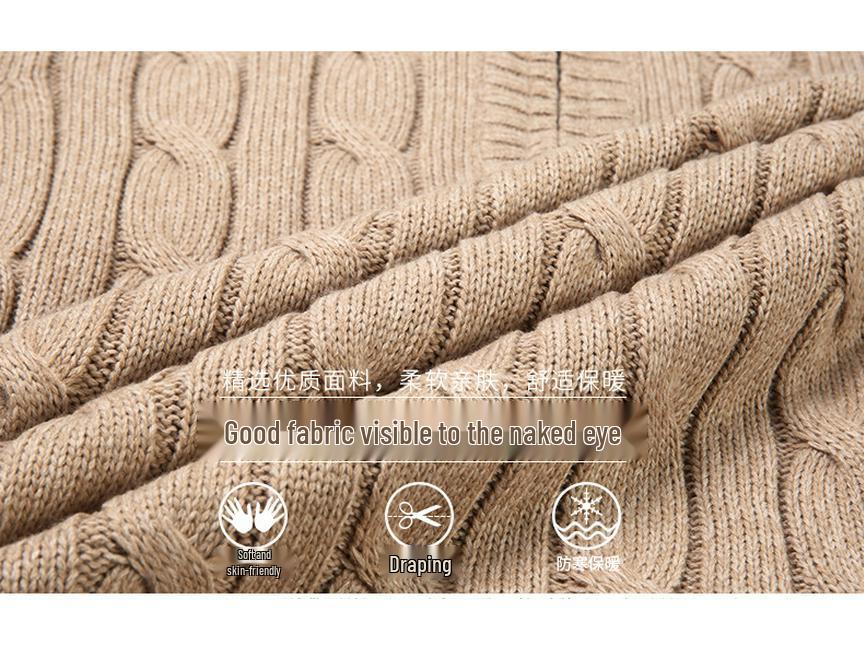 JEEP SPIRIT Men's Winter Half-Zip Fleece-Lined Knitted Sweater 2608