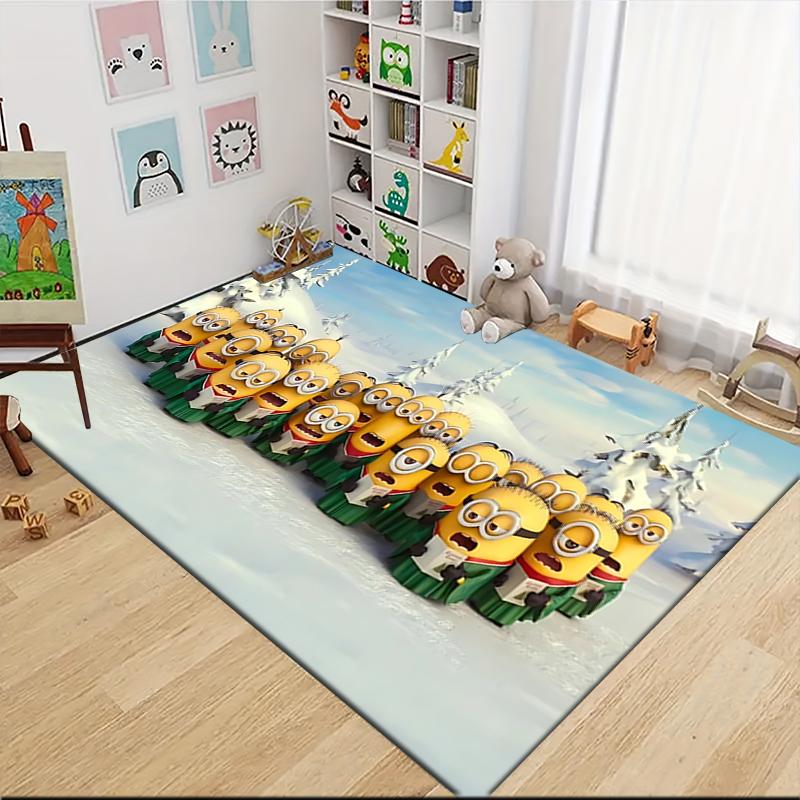 1Pc Christmas Minion Celebration Carpet Rug Soft Washable Antislip Home Living Room Sofa Mats Personalized Christmas Rug