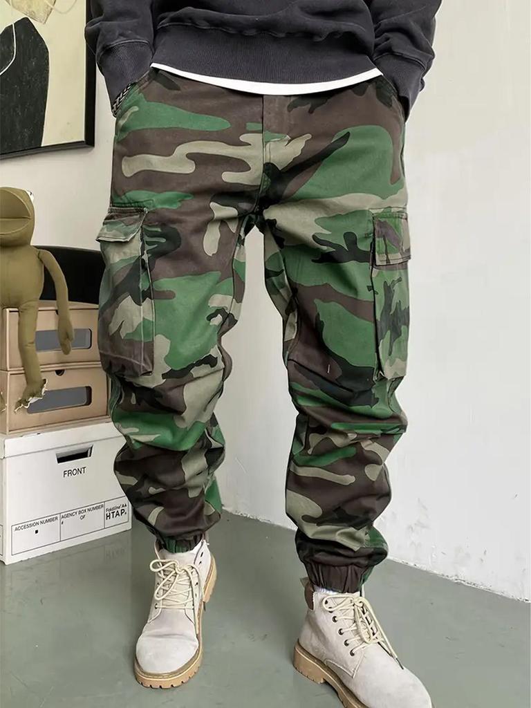 Men's Spring/Autumn Camouflage Retro High Street Casual Tapered Work Pants