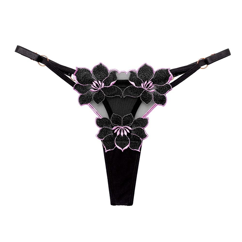 Emotional Embroidered Japanese Panties Female Chic Pattern Sexy Hot Transparent Temptation Adjustable Thong Head 2265