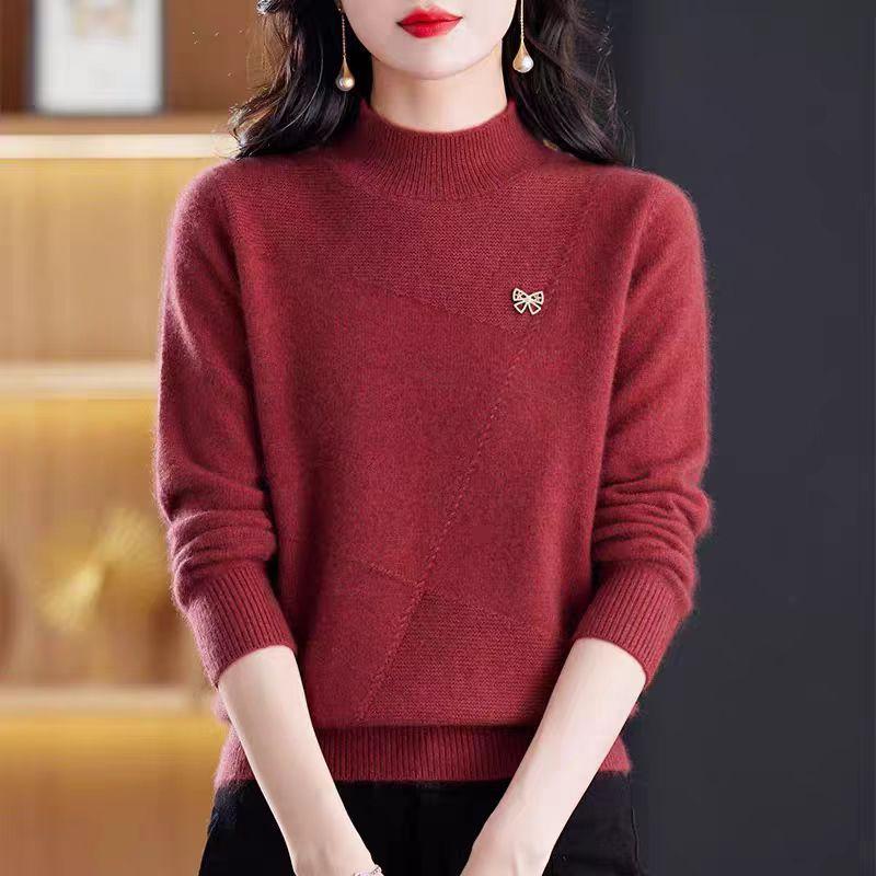 Sweater Women Casual Half Turtleneck Pullover for Women Paired with Loose Knitted Sweater for Warmth In Spring Autumn and Winter