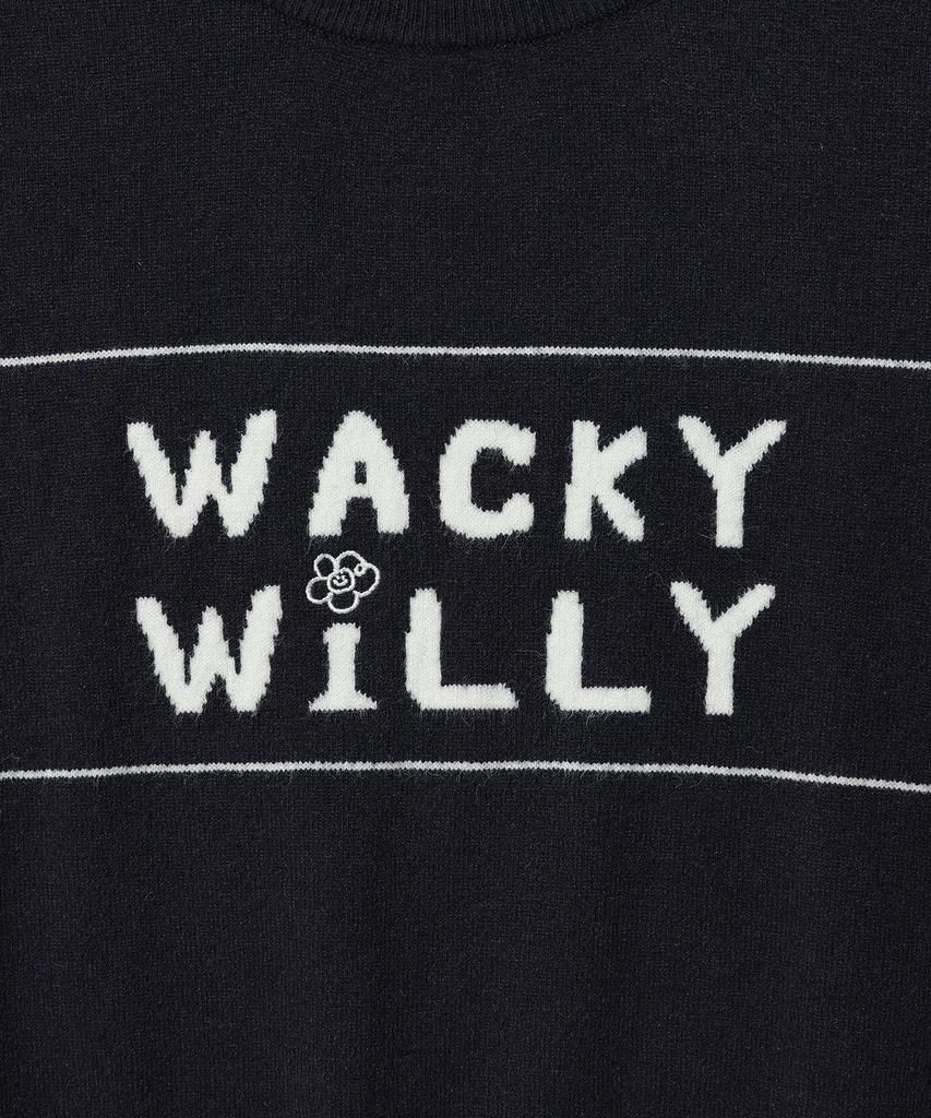 WACKY WILLY Women'S Typographic Color Block Short Sleeve Knit Navy