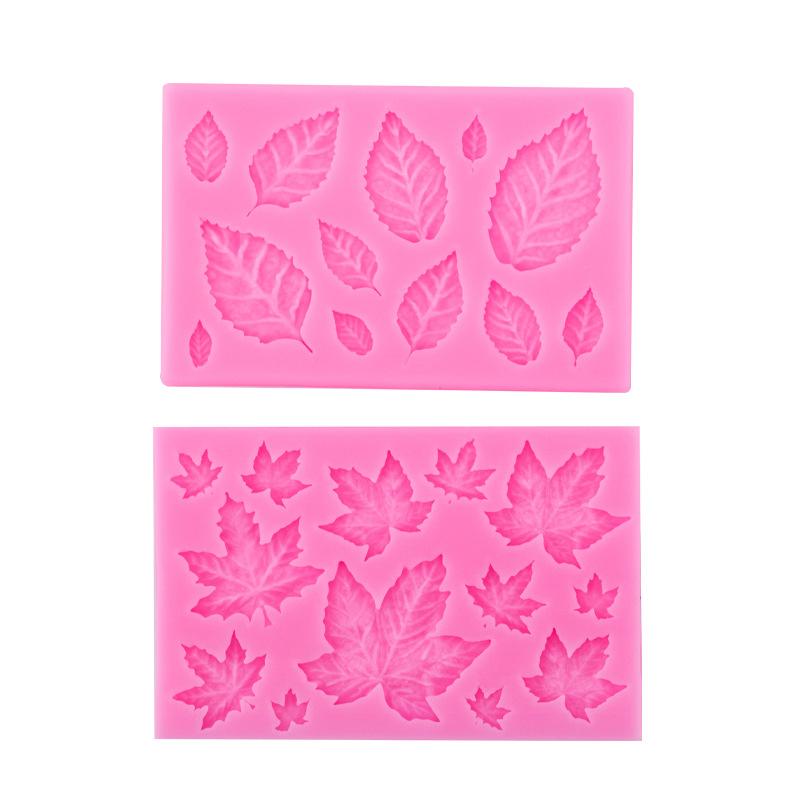 2 stk/sett 3D bladform Kake silikonform for kake Cupcake Såpe Voks Lys Sjokoladeform