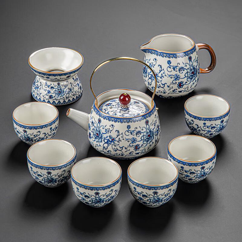 Lainuo Floral Beam-Handle Tea Set (9-Piece)