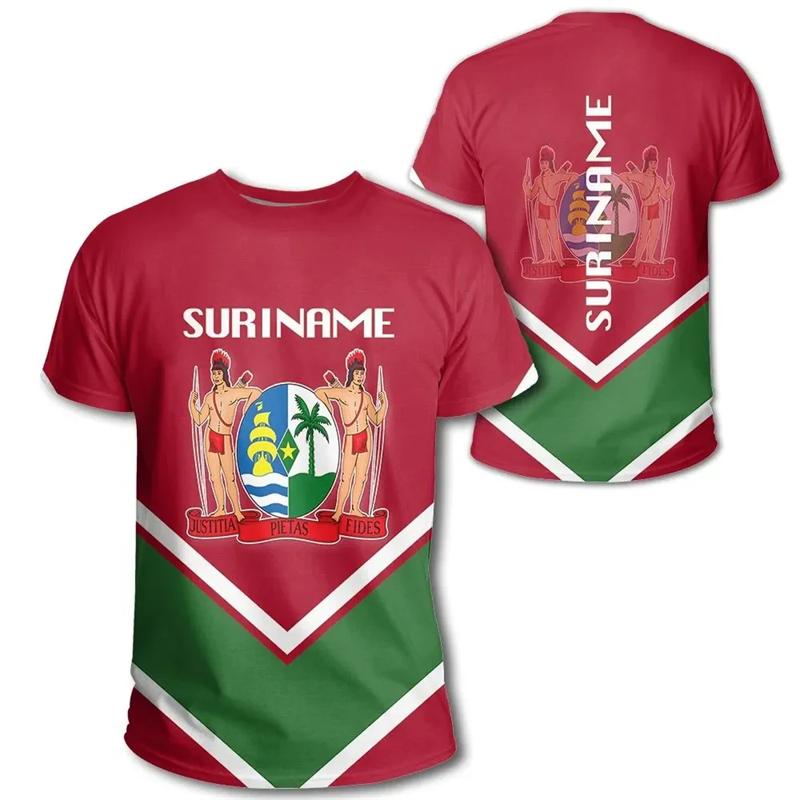 SURINAME Flag Print 3D Sports Moisture-Wicking Breathable Men Women T-Shirt Football Jersey Loose Run Short Sleeve Clothing Top