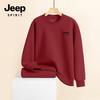 JEEP SPIRIT Men's Red Loose-Fit Crewneck Sweatshirt