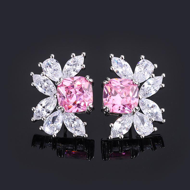New Earring Accessories With Purple Light Will Change Color Red Corundum Sparkling Earrings S925 Silver Needle Fashionable High-end