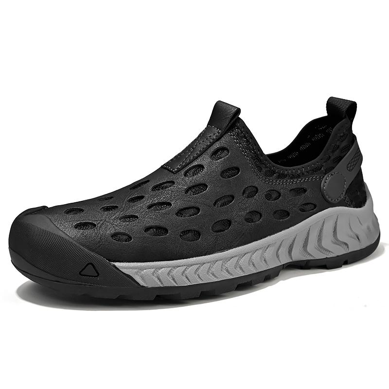 FashionBreathable Simple Leather Men Shoes Summer Slip on Loafers Hollow Out Man Casual Leather Flats Hot Sale Driving Shoes Moccasins
