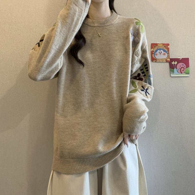 Pullover für Damen Herbst Winter Verdickter Pullover Warm Gestrickt Gestreift Rundhals Basisschicht Dehnbar Langarm Oversize Jumper Oberteile