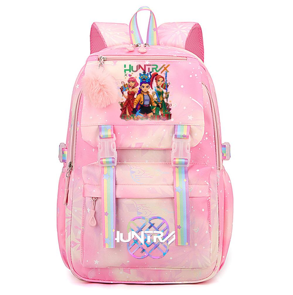 Cartoon Weihnachten KPop Dämonenjäger Bedruckter Rucksack mit großem Fassungsvermögen, wasserdicht, für Teenager, Schüler, Mädchen, Jungen, Schultasche, Bücherrucksack, Damen, wasserdichte Reisetasche