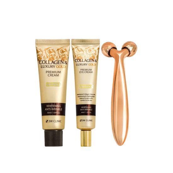 

3W Clinic Collagen & Luxury Gold Premium Wrinkle Solution 2 Set Anti-Aging Care (Cream 50ml + Eye Cream 40ml)