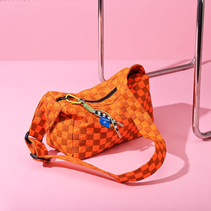 Plaid Large Capacity Crossbody Shoulder Bag with Wide Strap