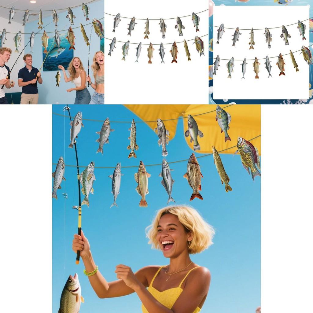 Fisch Party Banner zur Veranstaltungsdekoration Papier Zugflaggen für Feiern