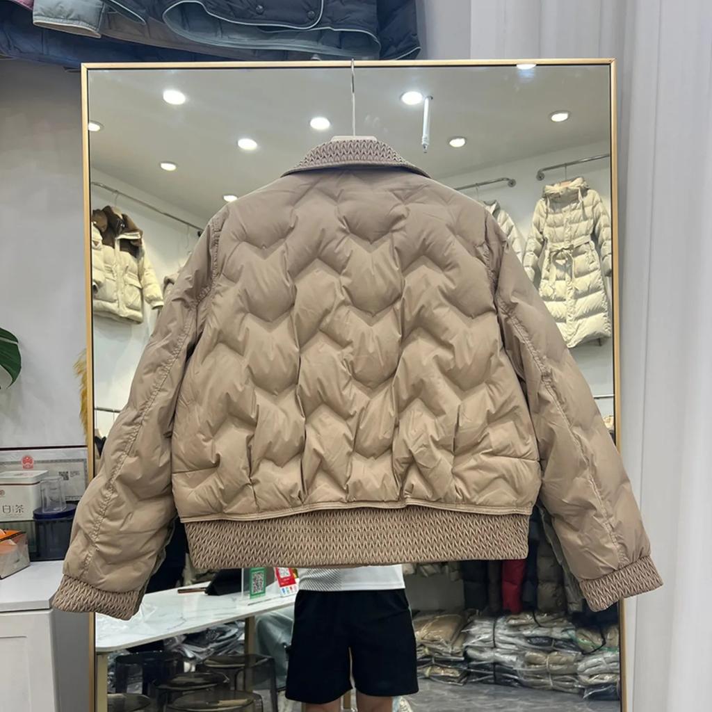 Women Cotton Padded Coats Autumn Winter Lightweight Fashion Turn-down Collar Quilted Jacket Outerwear Female Warm Overcoats