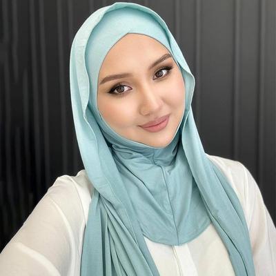 One Piece Instant Wrap Hijab Ribbed Jersey Scarves Instant Hijab Fashion Muslim Hijab With Full Cover Cap