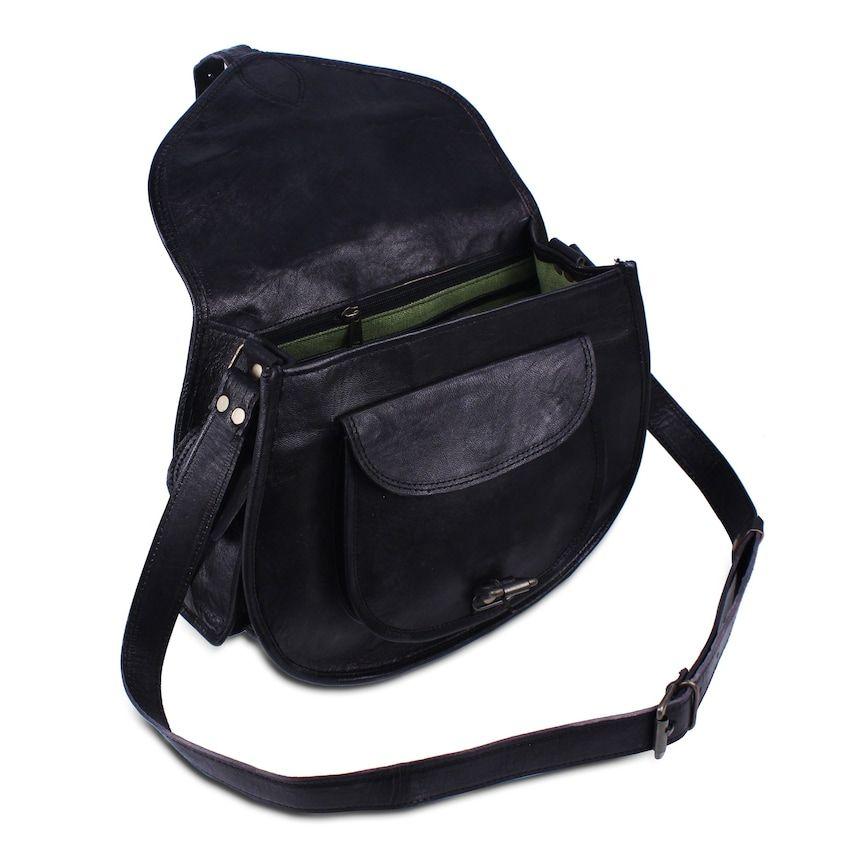 Skinn crossbody bag for kvinner, svart skinn skulderveske, skinn sling bag for kvinner, skinn sling bag. Med Combo Leather Diary