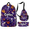 Cook 3D Digital Color Printing Backpack Set Oxford Cloth Waterproof And Wear-Resistant Three-Piece Backpack