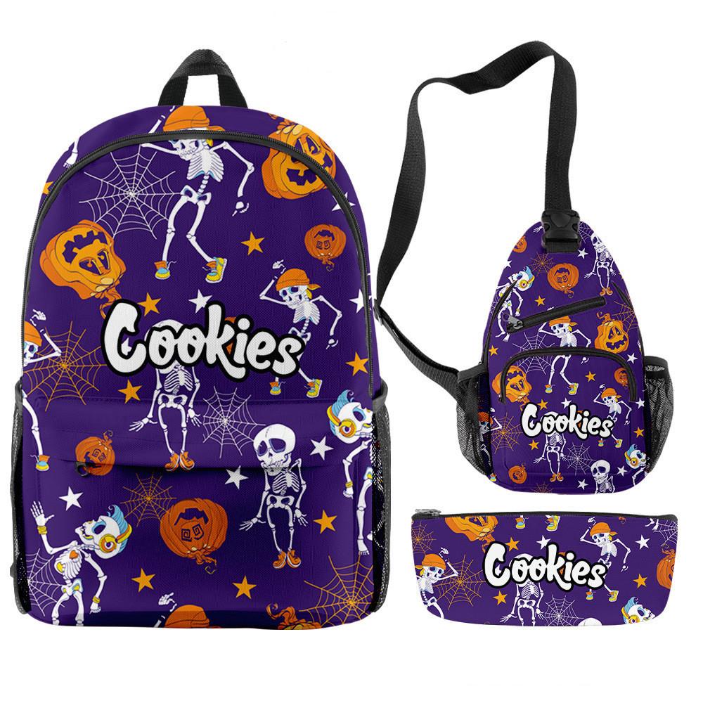 Cook 3D Digital Color Printing Backpack Set Oxford Cloth Waterproof And Wear-Resistant Three-Piece Backpack