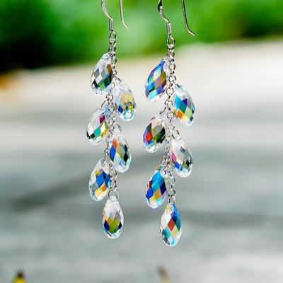 Trendy Multicolor Long Earrings for Women Bridal Wedding Jewelry Tassel Drop Dangle Earring Engagement Gifts