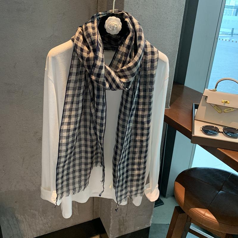 Striped Outer Shawl Linen Thin Long Scarf Comfortable Stacking Decoration Fashion Versatile Silk Scarf Shawl
