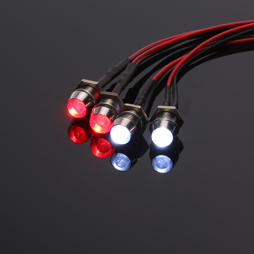 4 LED Lights Kit 2 White 2 Red for 1/10 1/8 Traxxas HSP Redcat RC4WD Tamiya Axial SCX10 D90 HPI RC Car