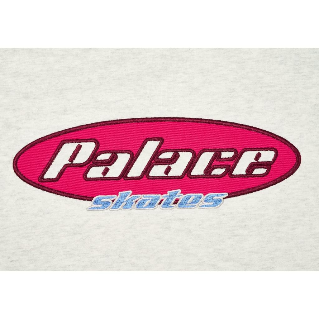 Palace Skates Dominates Long Sleeve Logo Print Round Neck T-Shirt Unisex Tops Light-Grey-Marl White P21ES026