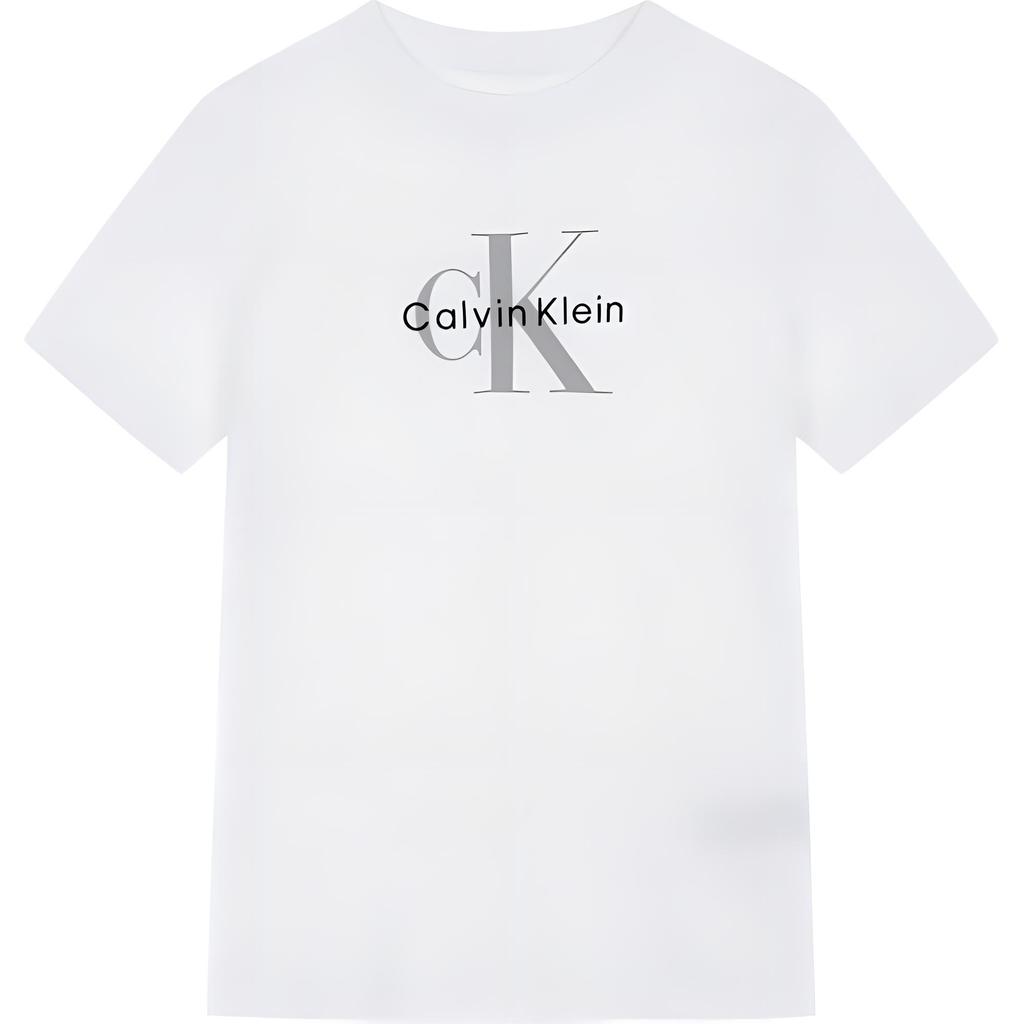Calvin Klein Letter Logo Round Neck Short Sleeve Pullover T-Shirt Women Tops White 47B865G-YAA