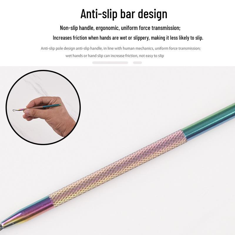 Stainless Steel Anti-Slip Cuticle and Nail Polish Remover Tool