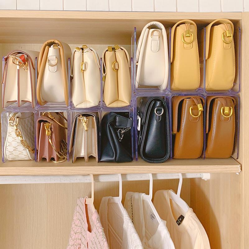 Transparenter Trennregal-Taschen-Aufbewahrungsregal-Handtaschen-Kleiderschrank-Buchstützen-Ständer-Bücherregal-Ordnungsschrank-Trennwand-Vitrine