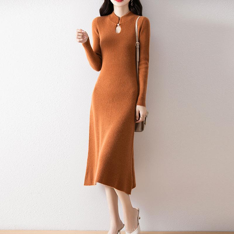 Women Sweater Dress 100% Wool MODERN NEW SAGA Turtleneck Knit Long Pullover Winter Jumpers Wool Long Dress Female