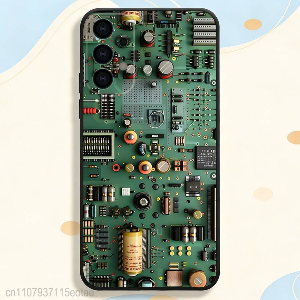 Imitation Circuit Board Pattern Phone Case For Samsung S25,S26,S24,S21,S22,S23,S30,Ultra,S20,Plus,Fe,Lite,5G Black Cover