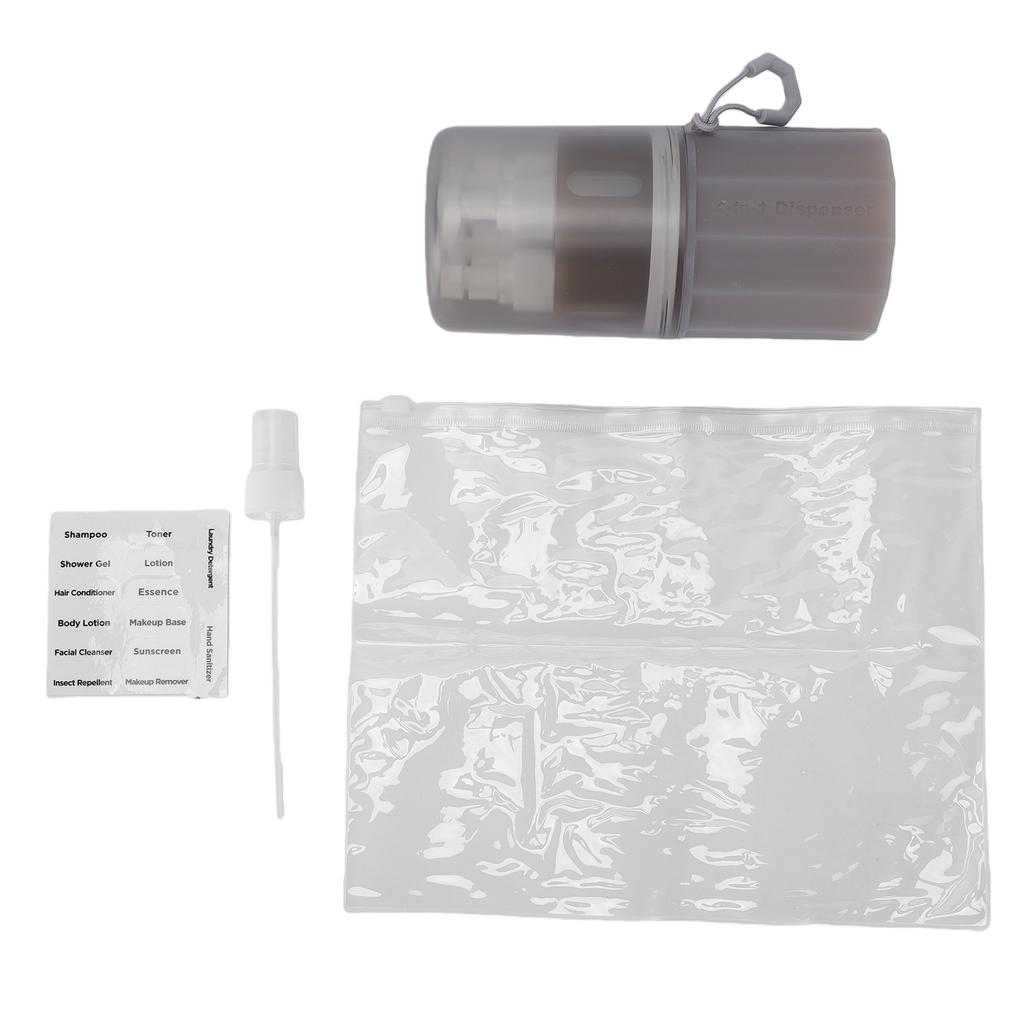 4 in 1 55ml Travel Dispenser Bottle Set TSA Approved Toiletry Bottles Silicone Refillable Pump Bottles Gray