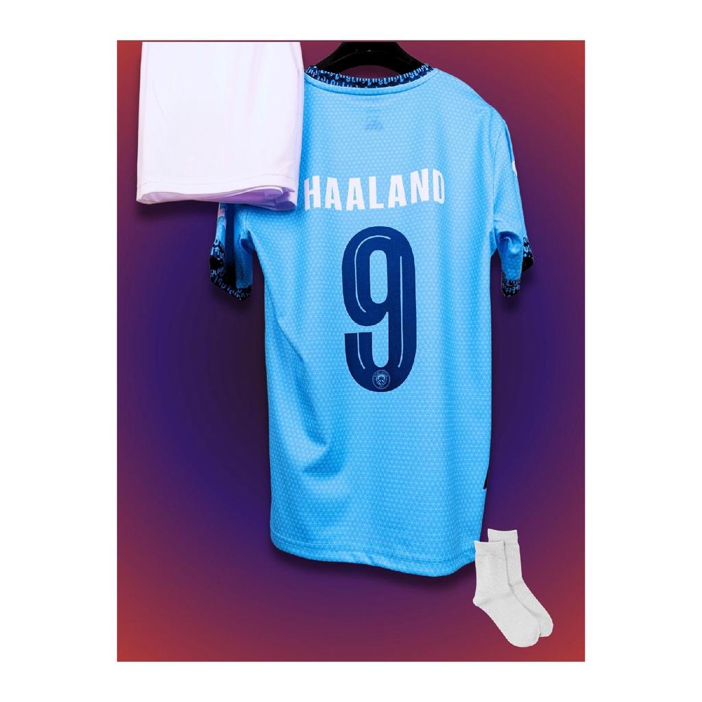 E. Haaland Blue Kids Jersey (jersey-shorts-socks-bracelet) Set Of 4