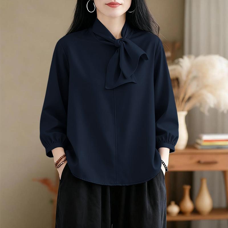 ZANZEA Women Casual Round Neck Solid Color Elegant 3/4 Sleeve Blouse