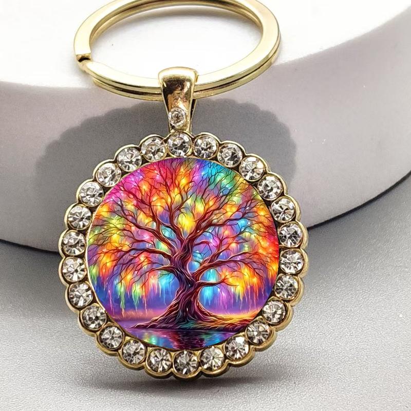 Alloy Round Keychain Virgin Mary Keyrings Pendant Christian Saint Jewelry Religious Christian Faith Gift