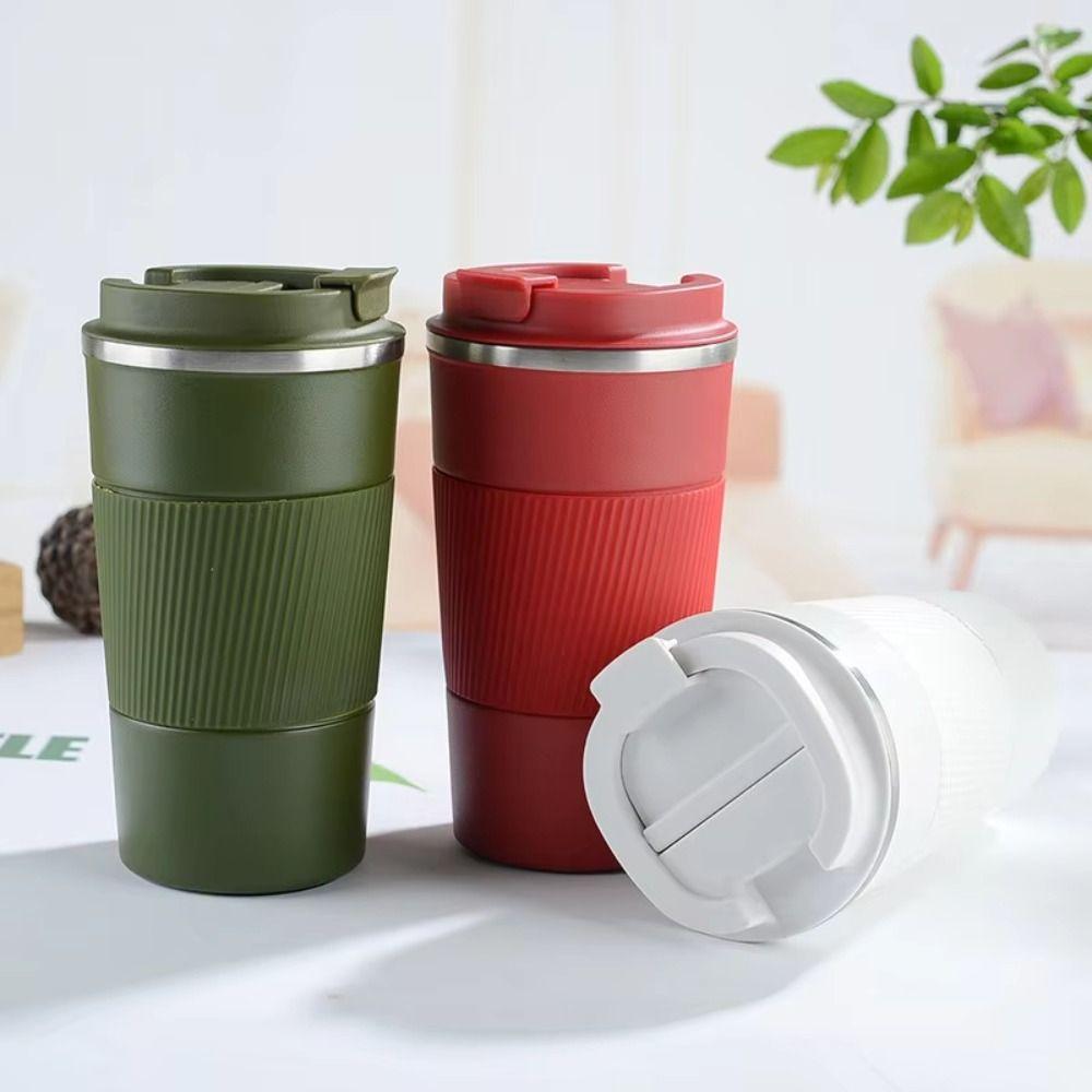 Double-layer Coffee Thermos 380ml/510ml Travel Thermal Mug Reusable Insulated Cup  Car Use