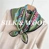 Fashion 70% Wool 30% Real Silk Scarf For Women Shawls Wraps Foulard Scarves Square Pashmina Female Hijab Bandana Kerchief 62Cm
