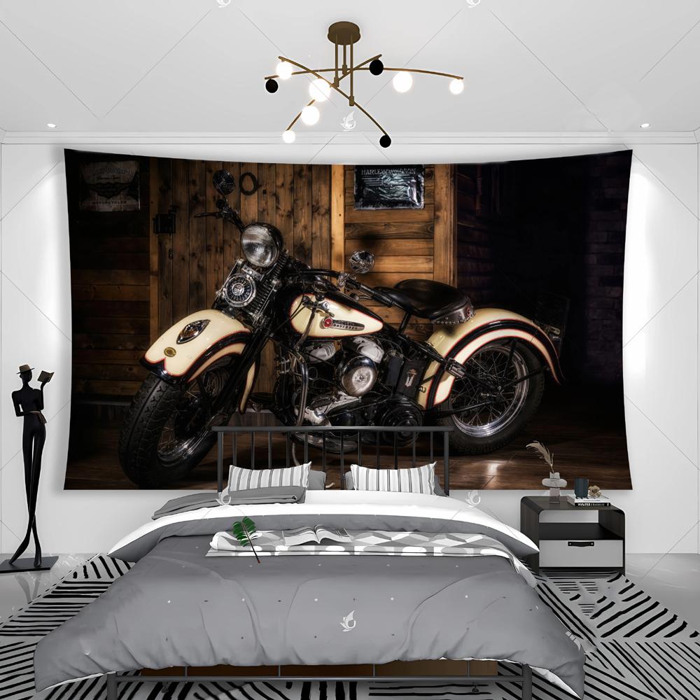 Wild West Motorcycle Tapestry Banner Cool Sports Travel Style Wall Hanging Decorative Flag for Room