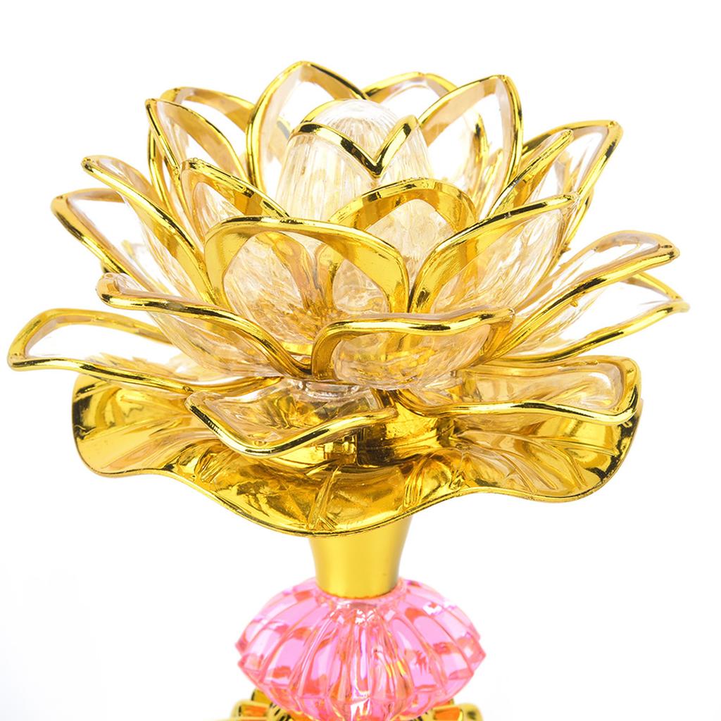 LED Vícebarevná buddhistická lotosová lampa s 13 různými buddhistickými písněmi (Zlatý)