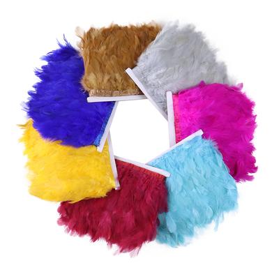 1 Metro Nappa di Piume di Gallo Naturale 10-15cm Nastro di Piume di Gallina per Decorazione Cucito Abbigliamento Festa di Carnevale
