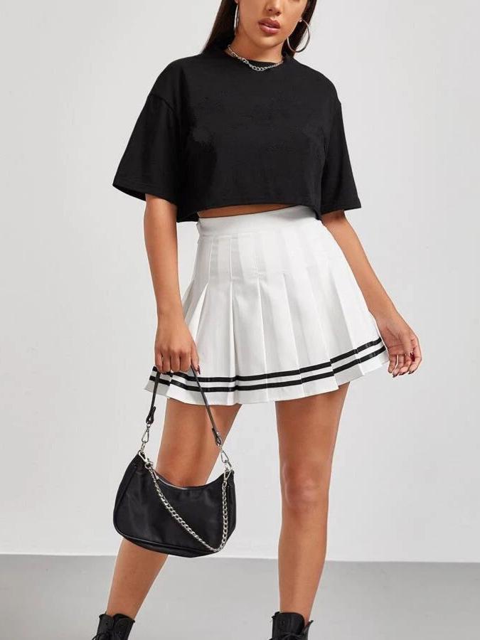 T-shirt ample à manches courtes et col rond pour femme, couleur unie