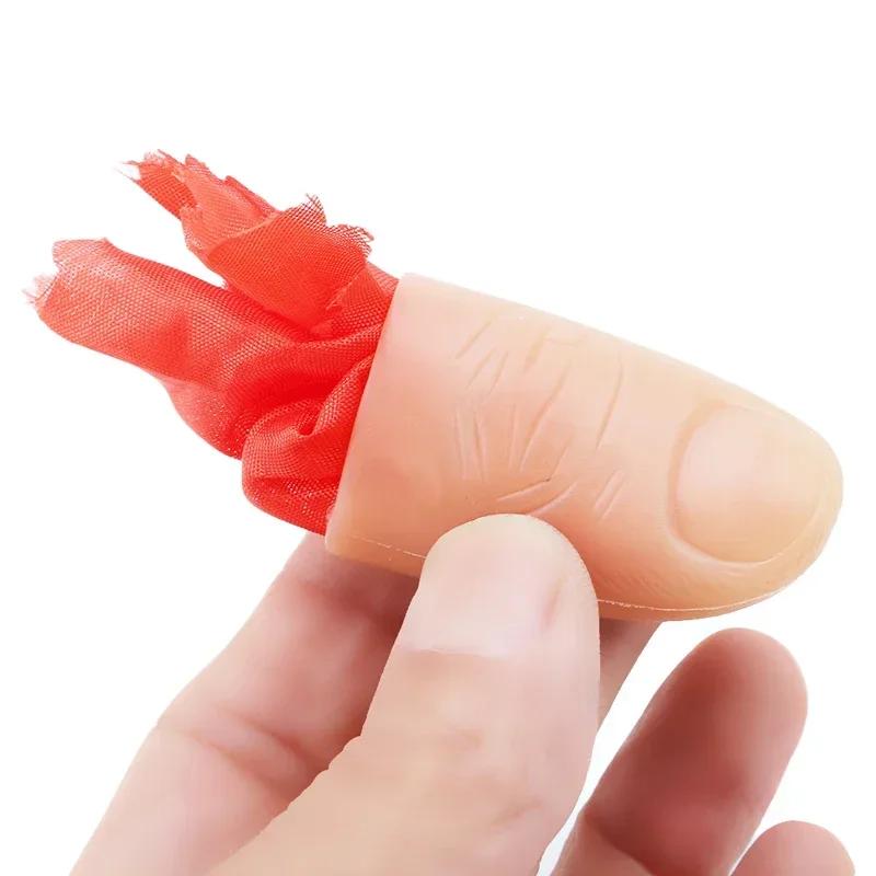 Finger Magic Trick Disappearing Silk Fake Thumb Tip Reality Magician Close Up Stage Show Prop Prank Plaything Red