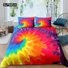 Tie Dye Duvet Cover Psychedelic Bohemian Gypsy Exotic Spiral Colorful Twin Bedding Set Microfiber Double Queen King Quilt Cover