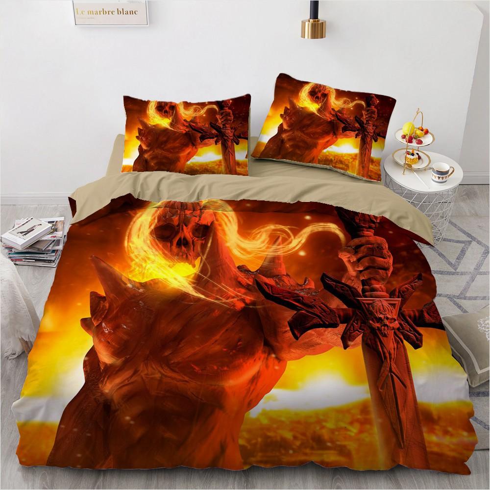 3D Horror Skull Demon Duvet Cover Set Skeleton Gothic Monster Bedding Set Black Comforter Cover For Boys,full Queen Size 2/3pcs