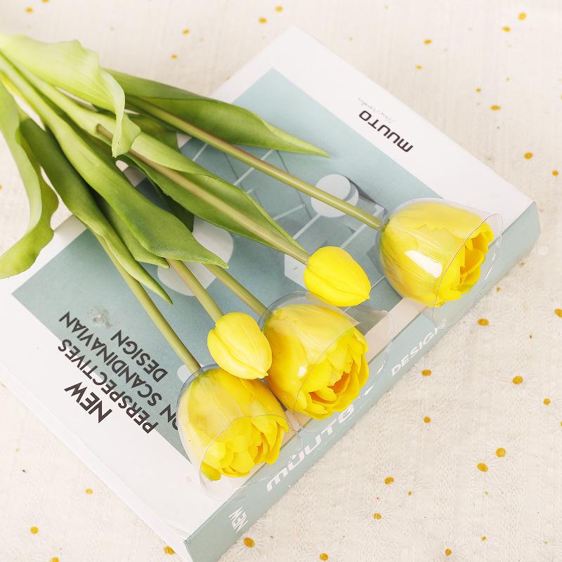 Tulip Bouquet Silicone Tulip Flower Simulation Flower Moisturizing Feel 5 Tulips