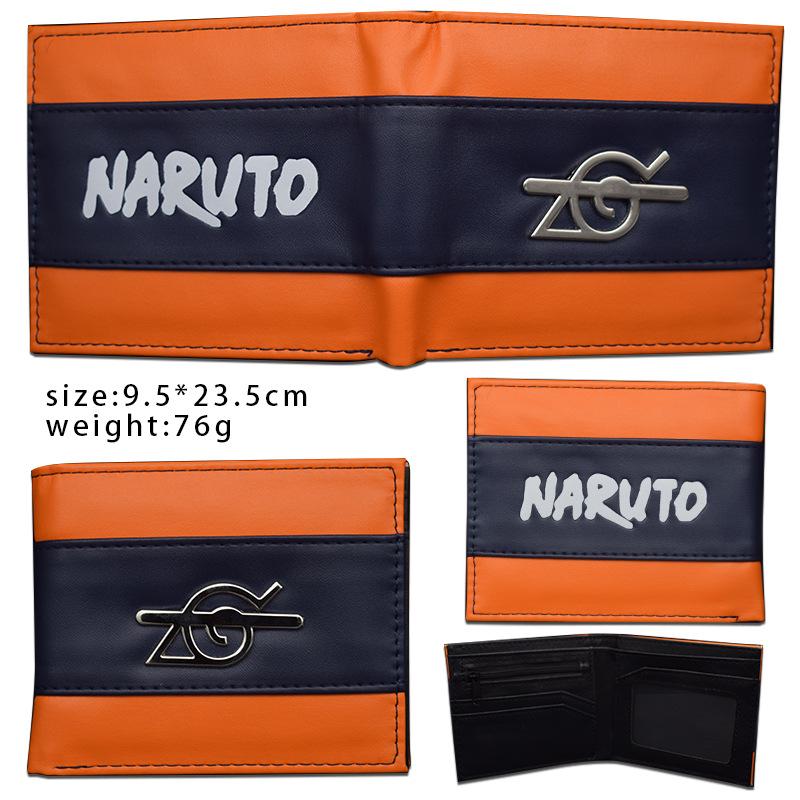 Naruto Leather Wallet Pain Akatsuki Red Cloud Metal Logo Coin Purse Card Holder ID Banknote Storage Cool Anime Gift for Fans