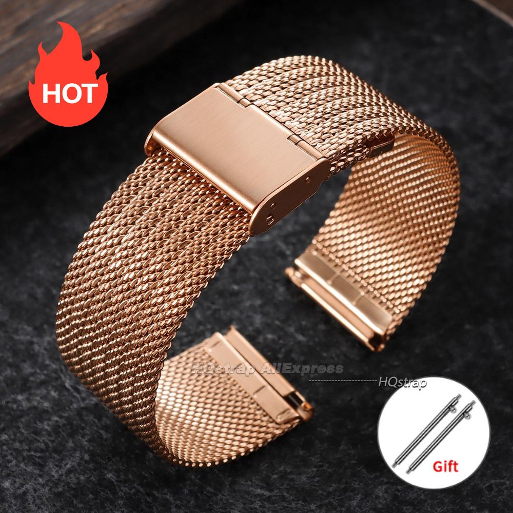 0.6 Milanese Mesh Watch Strap 18mm 20mm 22mm Universal Bracelet for Seiko for DW Sport Stainless Steel Wristband Accessories