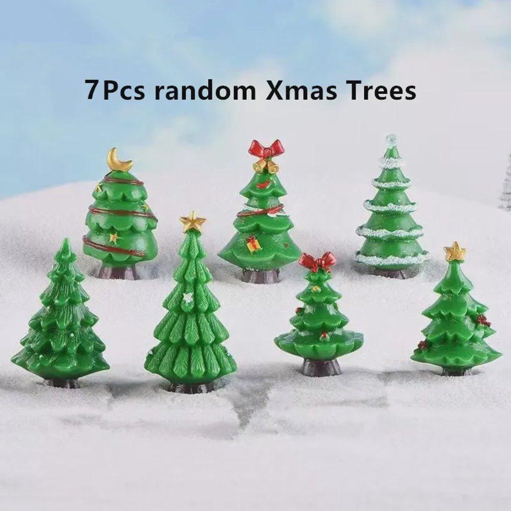 8pcs Miniature Christmas Figurine Set Christmas Decoration Fairy Snowman Santa Claus Miniature Figurines Xmas Gifts DIY Home Decor