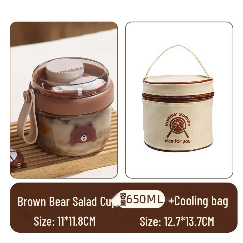 Portable Breakfast Cup with Lid & Spoon - Versatile for Salad, Oatmeal, Yogurt, or Overnight Meals
